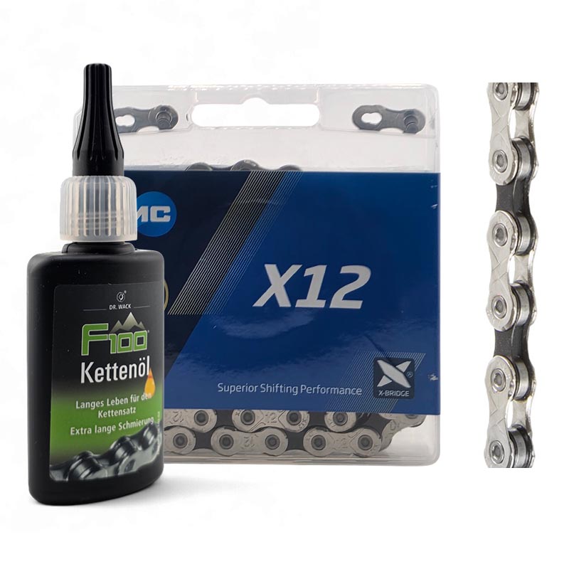 KMC Fahrradkette 12-Fach X12 126 Glieder schwarz/silber Kettenschloss m/o Kettenöl