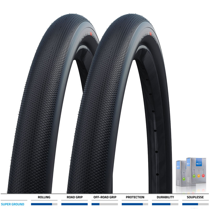 2x SCHWALBE Gravel Reifen 28 Zoll G-One Speed SuperGround TLE Addix SpeedGrip schwarz | Schlauch wählbar